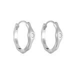 925 Sterling Silver Irregular Geometric Zircon Huggie Hoop Earrings 60200330