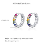 925 Sterling Silver Rainbow Zircon Pavé Huggie Earrings 60200332