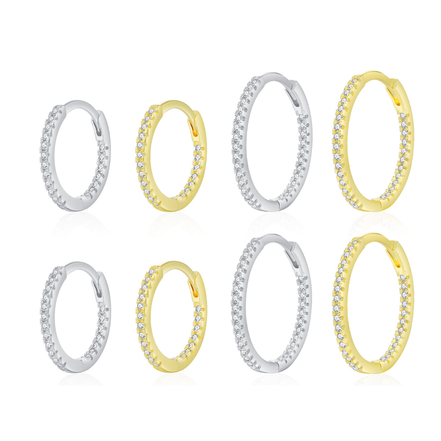 925 Sterling Silver Classic Pavé Zircon Huggie Hoop Earrings 60200340