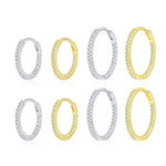 925 Sterling Silver Classic Pavé Zircon Huggie Hoop Earrings 60200340
