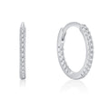 925 Sterling Silver Classic Pavé Zircon Huggie Hoop Earrings 60200340