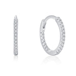 925 Sterling Silver Classic Pavé Zircon Huggie Hoop Earrings 60200340