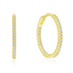925 Sterling Silver Classic Pavé Zircon Huggie Hoop Earrings 60200340