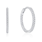 925 Sterling Silver Classic Pavé Zircon Huggie Hoop Earrings 60200340