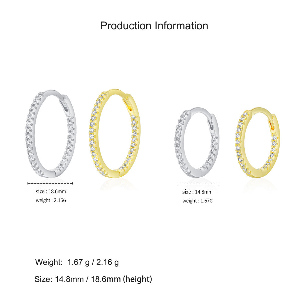 925 Sterling Silver Classic Pavé Zircon Huggie Hoop Earrings 60200340