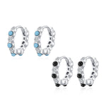 925 Sterling Silver Zircon Beaded Huggie Earrings 60200344