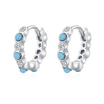 925 Sterling Silver Zircon Beaded Huggie Earrings 60200344