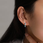 925 Sterling Silver Zircon Beaded Huggie Earrings 60200344