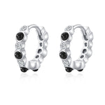 925 Sterling Silver Zircon Beaded Huggie Earrings 60200344