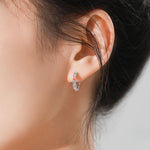 925 Sterling Silver Rainbow Zircon Bezel Set Huggie Earrings 60200345