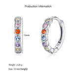 925 Sterling Silver Rainbow Zircon Bezel Set Huggie Earrings 60200345