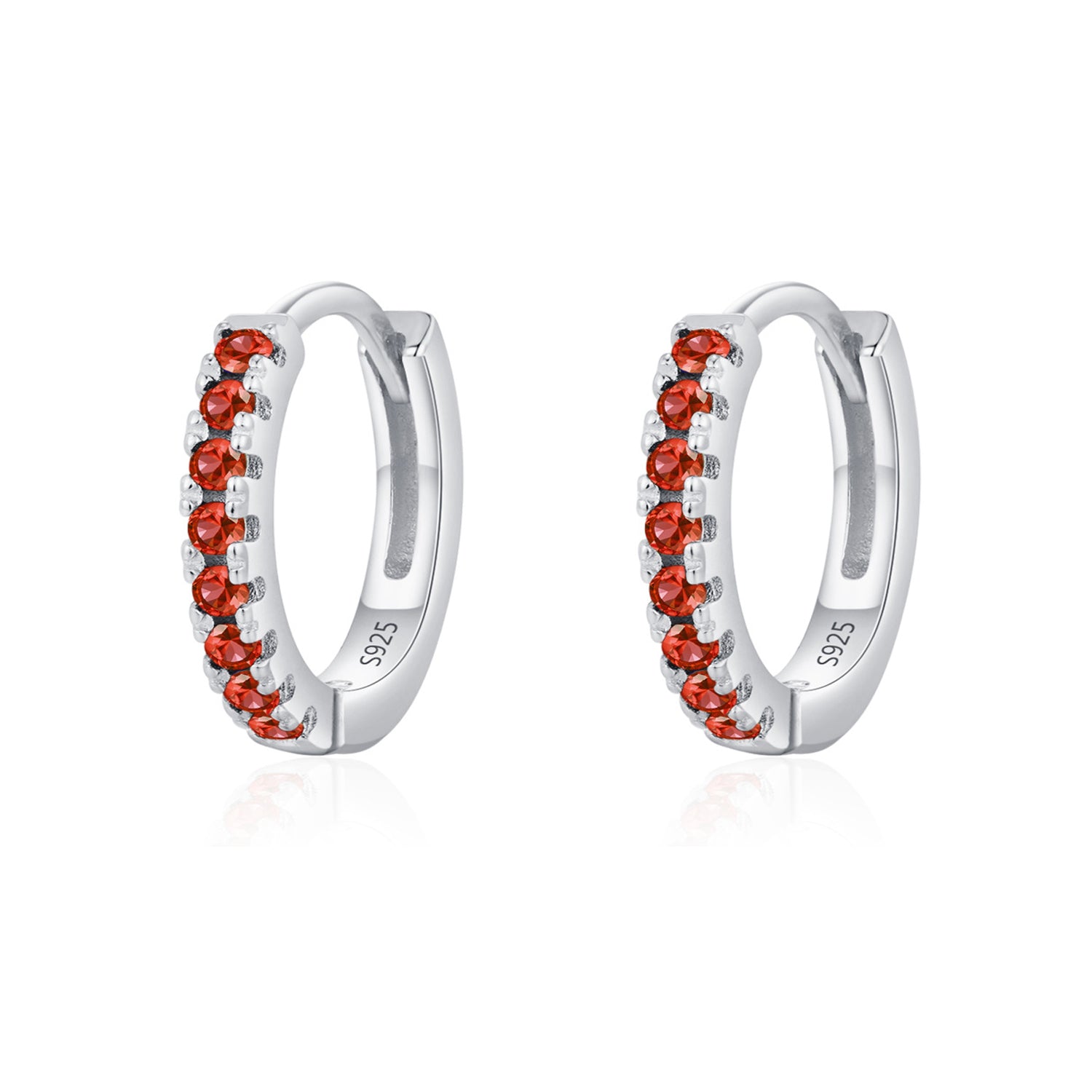 925 Sterling Silver Multi-Color Zircon Huggie Hoop Earrings 60200349