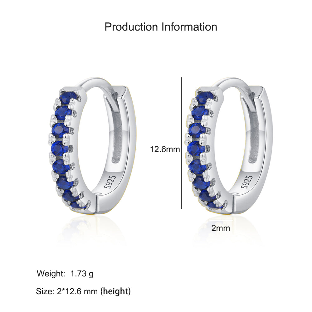925 Sterling Silver Multi-Color Zircon Huggie Hoop Earrings 60200349
