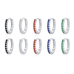 925 Sterling Silver Multi-Color Zircon Huggie Hoop Earrings 60200349