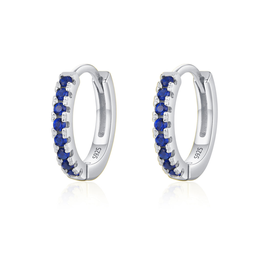 925 Sterling Silver Multi-Color Zircon Huggie Hoop Earrings 60200349