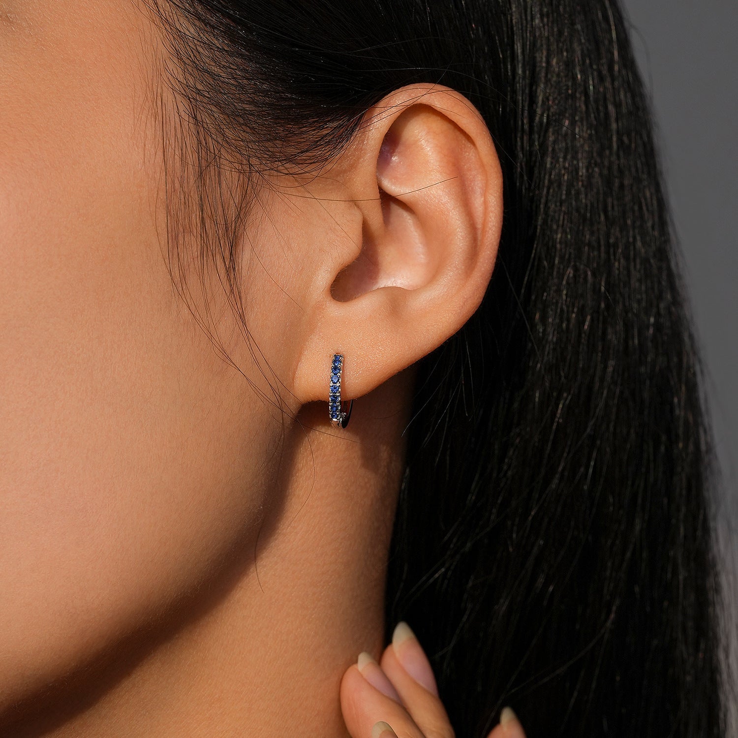 925 Sterling Silver Multi-Color Zircon Huggie Hoop Earrings 60200349
