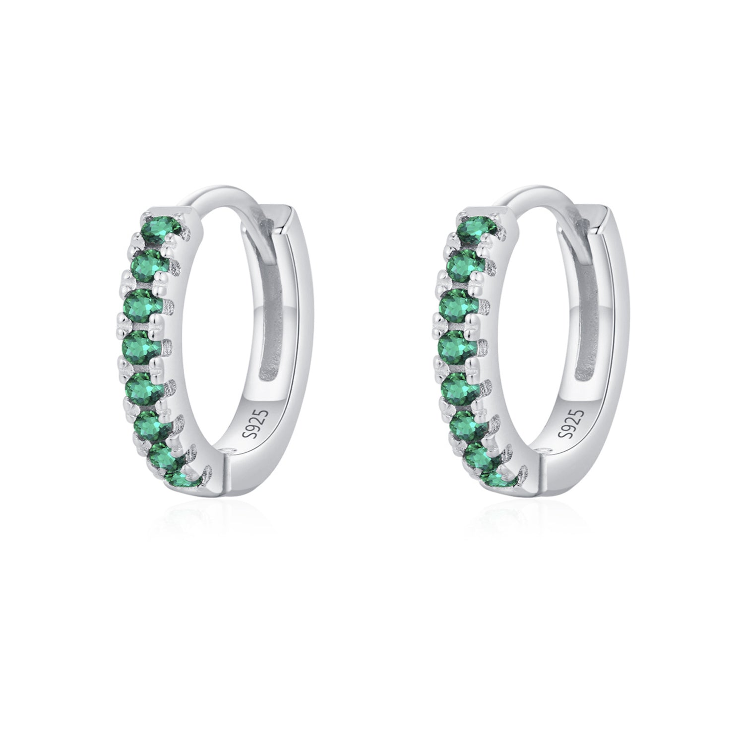 925 Sterling Silver Multi-Color Zircon Huggie Hoop Earrings 60200349