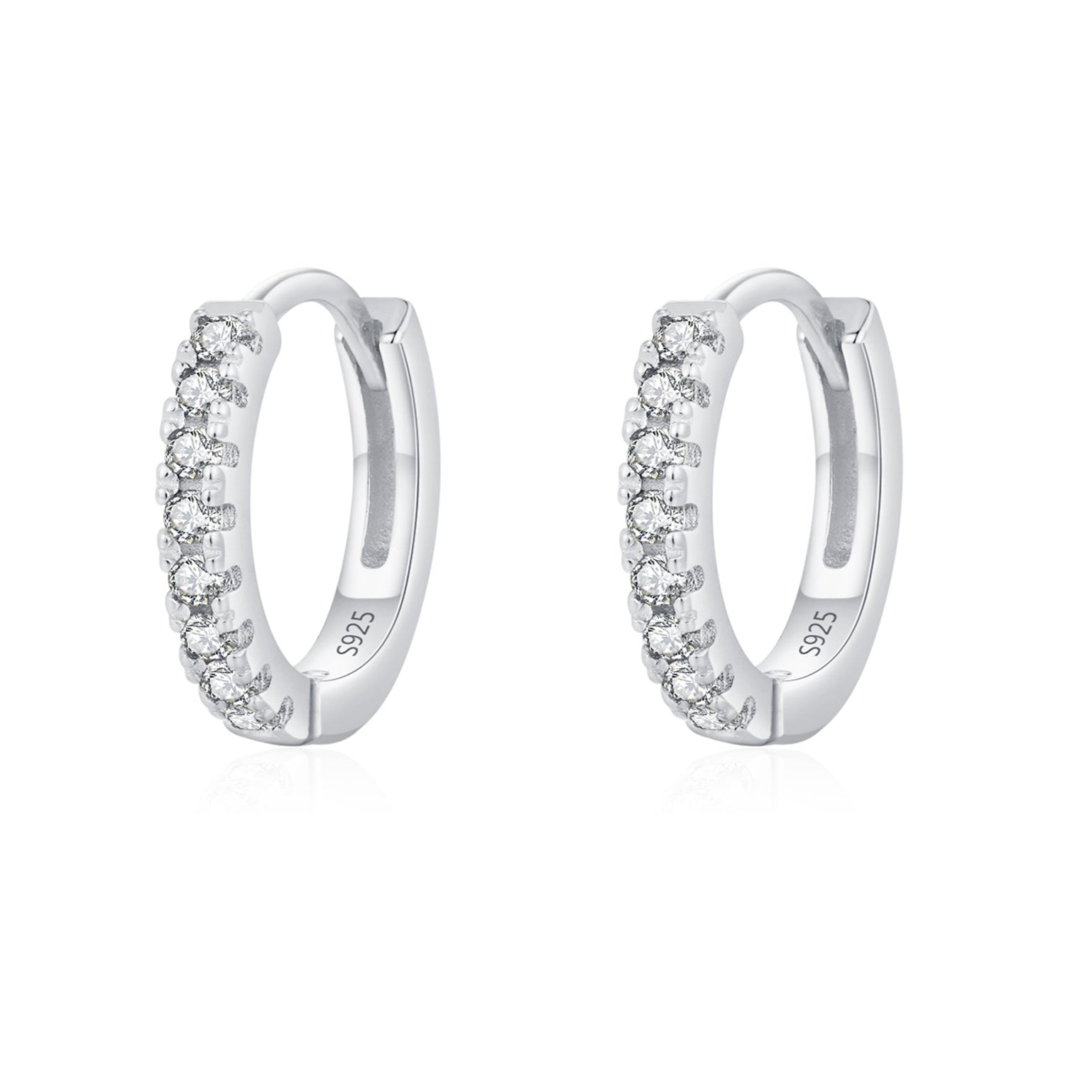 925 Sterling Silver Multi-Color Zircon Huggie Hoop Earrings 60200349