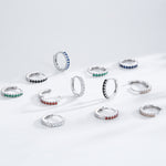 925 Sterling Silver Multi-Color Zircon Huggie Hoop Earrings 60200349