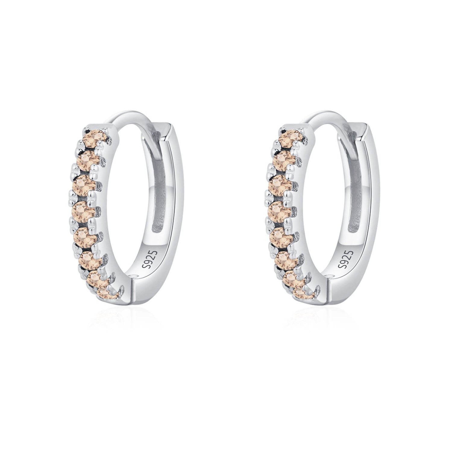 925 Sterling Silver Multi-Color Zircon Huggie Hoop Earrings 60200349