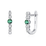 925 Sterling Silver Emerald Green Zircon U-Shaped Huggie Earrings 60200351