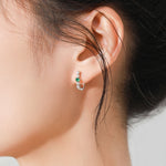 925 Sterling Silver Emerald Green Zircon U-Shaped Huggie Earrings 60200351