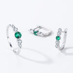 925 Sterling Silver Emerald Green Zircon U-Shaped Huggie Earrings 60200351