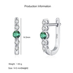 925 Sterling Silver Emerald Green Zircon U-Shaped Huggie Earrings 60200351