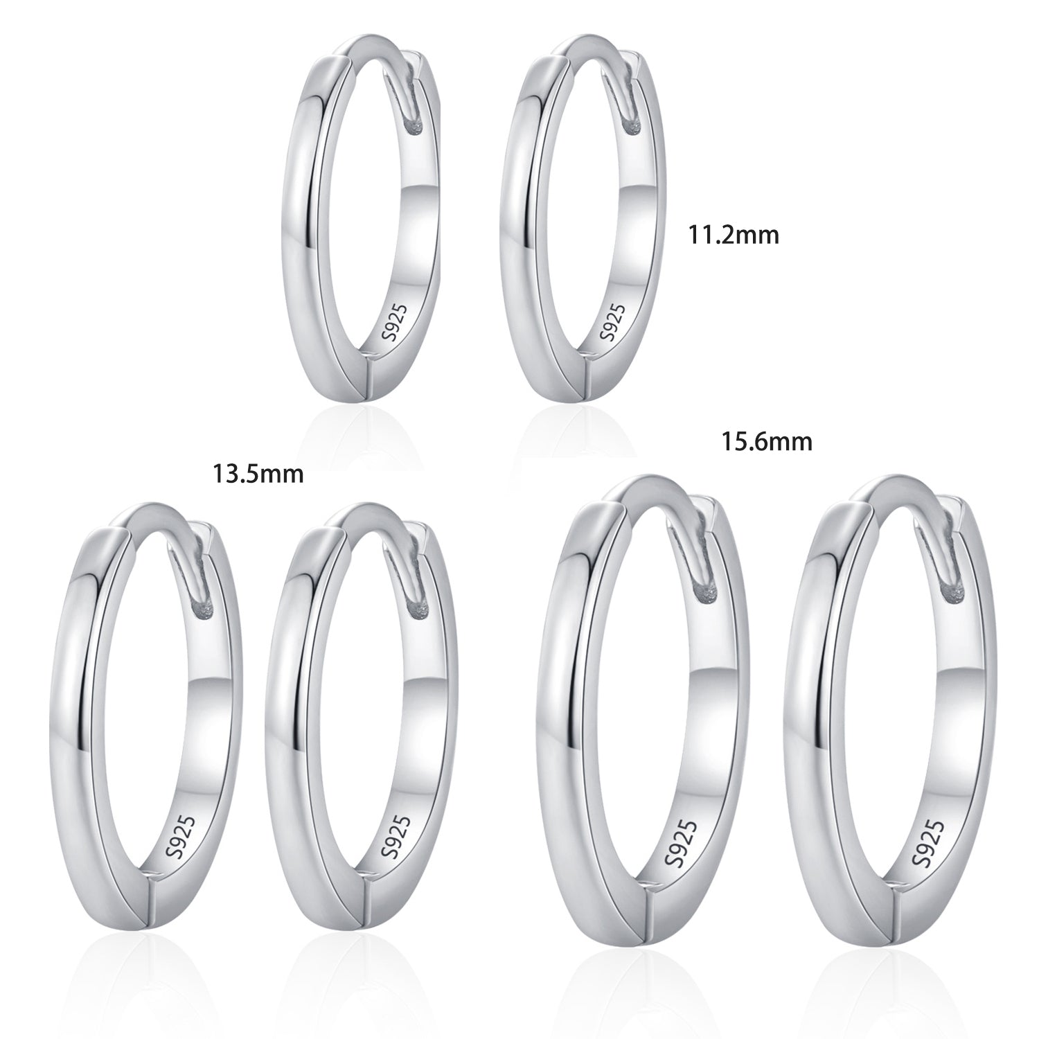 925 Sterling Silver Polished Classic Huggie Hoop Earrings 60200352