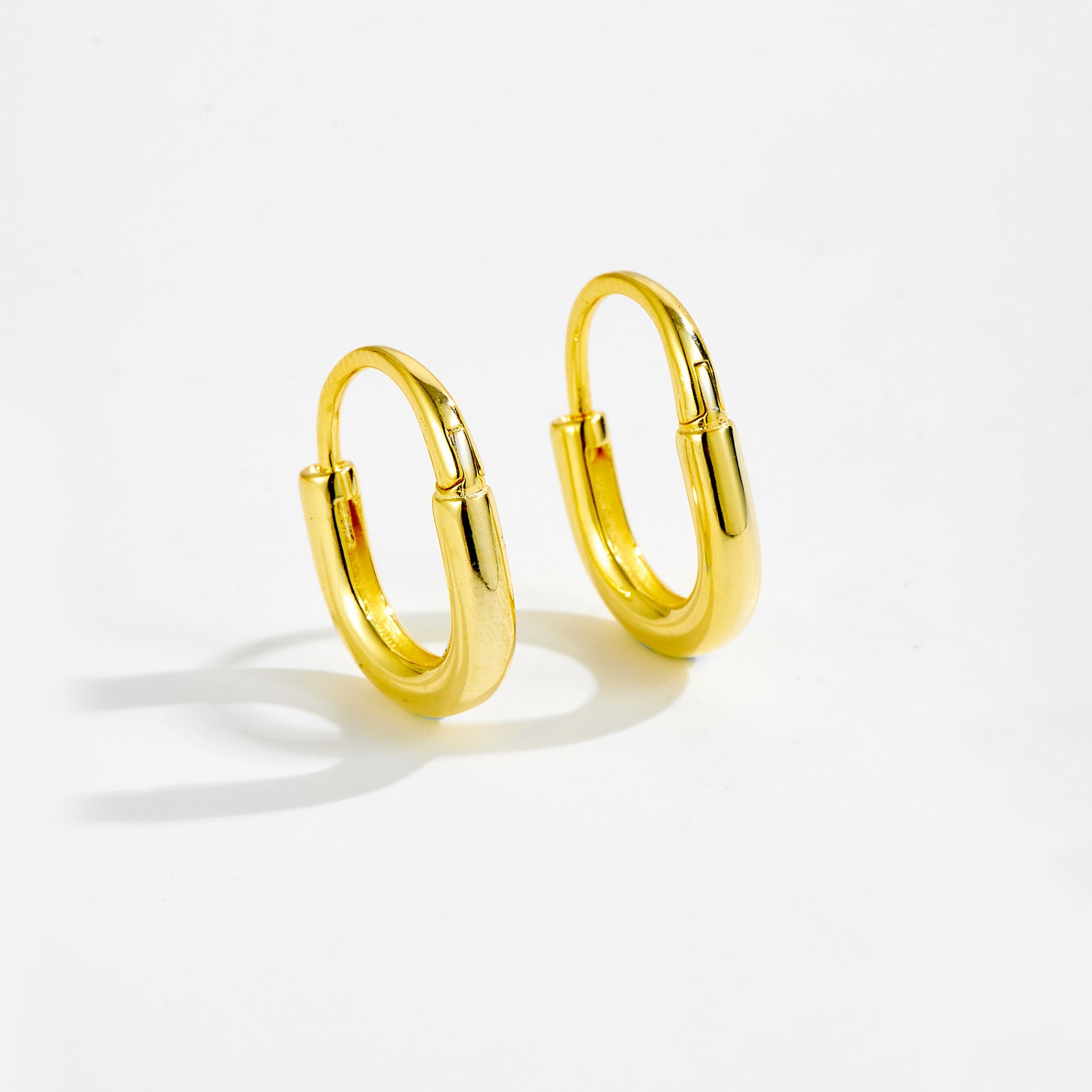 925 Sterling Silver Minimalist Smooth U-Shape Hoop Earrings 60200359