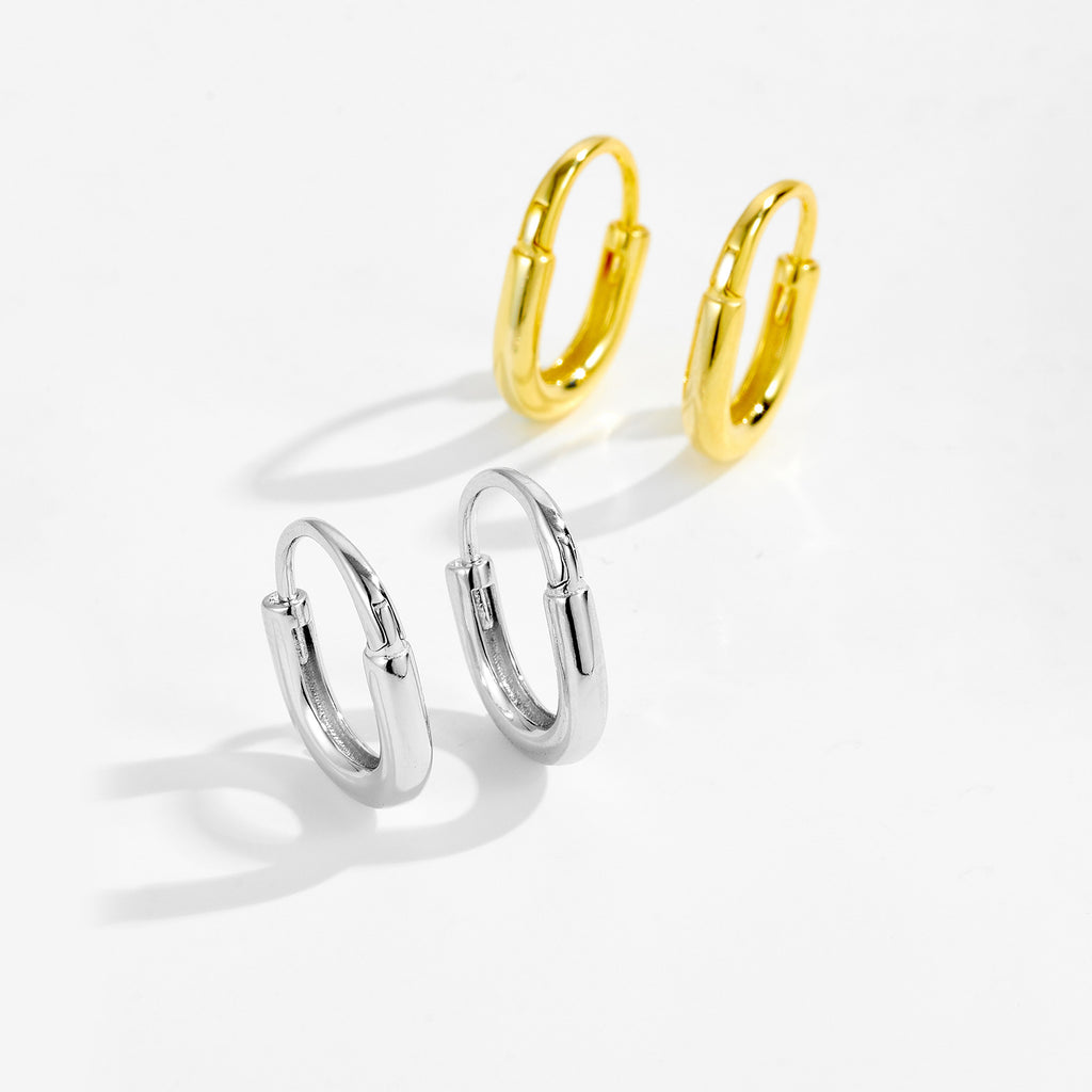 925 Sterling Silver Minimalist Smooth U-Shape Hoop Earrings 60200359