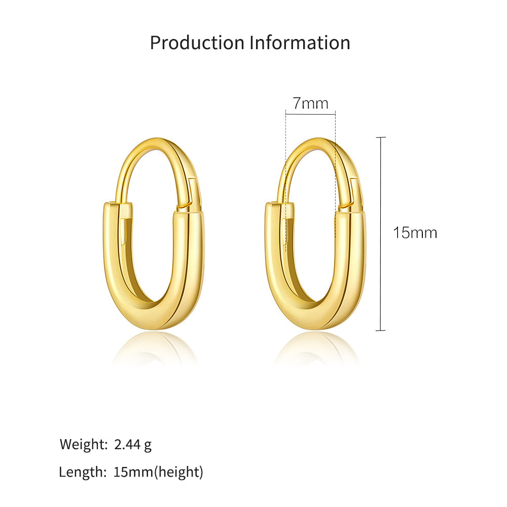 925 Sterling Silver Minimalist Smooth U-Shape Hoop Earrings 60200359
