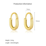 925 Sterling Silver Minimalist Smooth U-Shape Hoop Earrings 60200359