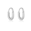 925 Sterling Silver Minimalist Smooth U-Shape Hoop Earrings 60200359