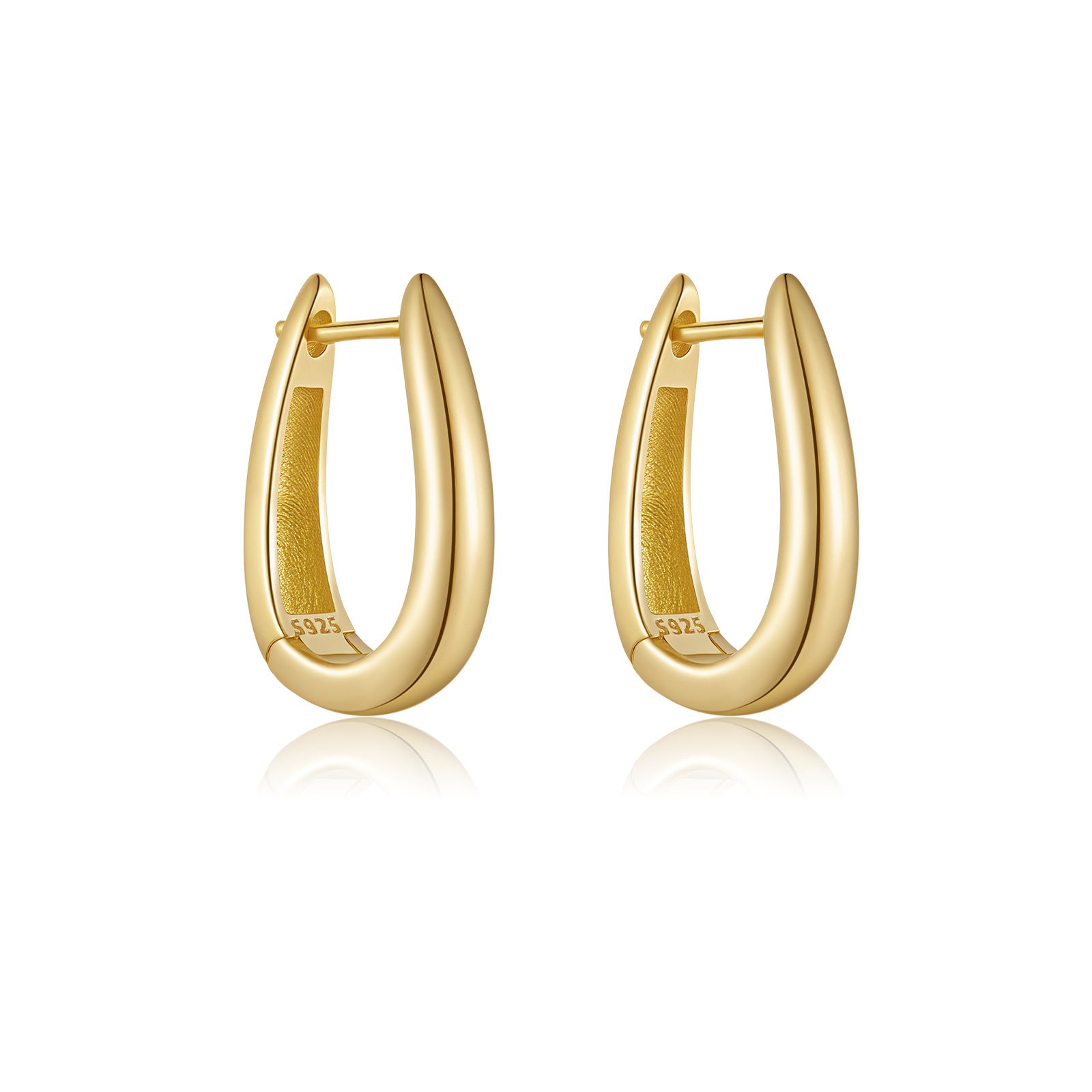 925 Sterling Silver U-Shape Huggie Hoop Earrings 60200360