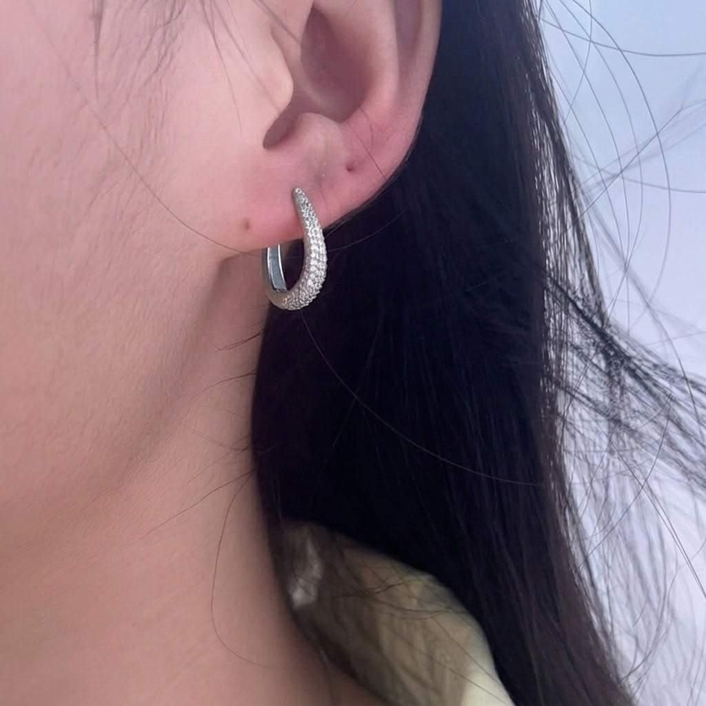 925 Sterling Silver U-Shape Huggie Hoop Earrings 60200360