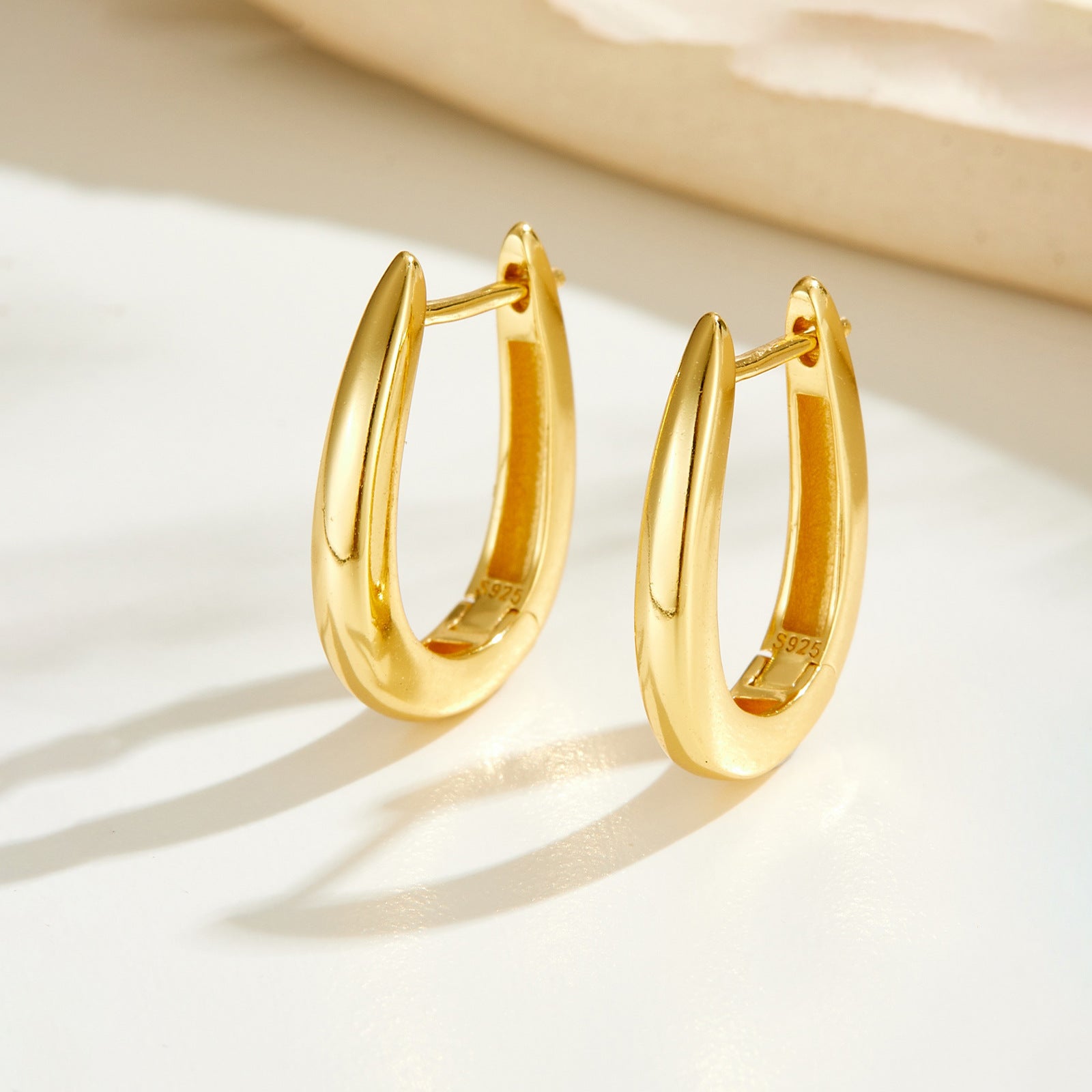 925 Sterling Silver U-Shape Huggie Hoop Earrings 60200360