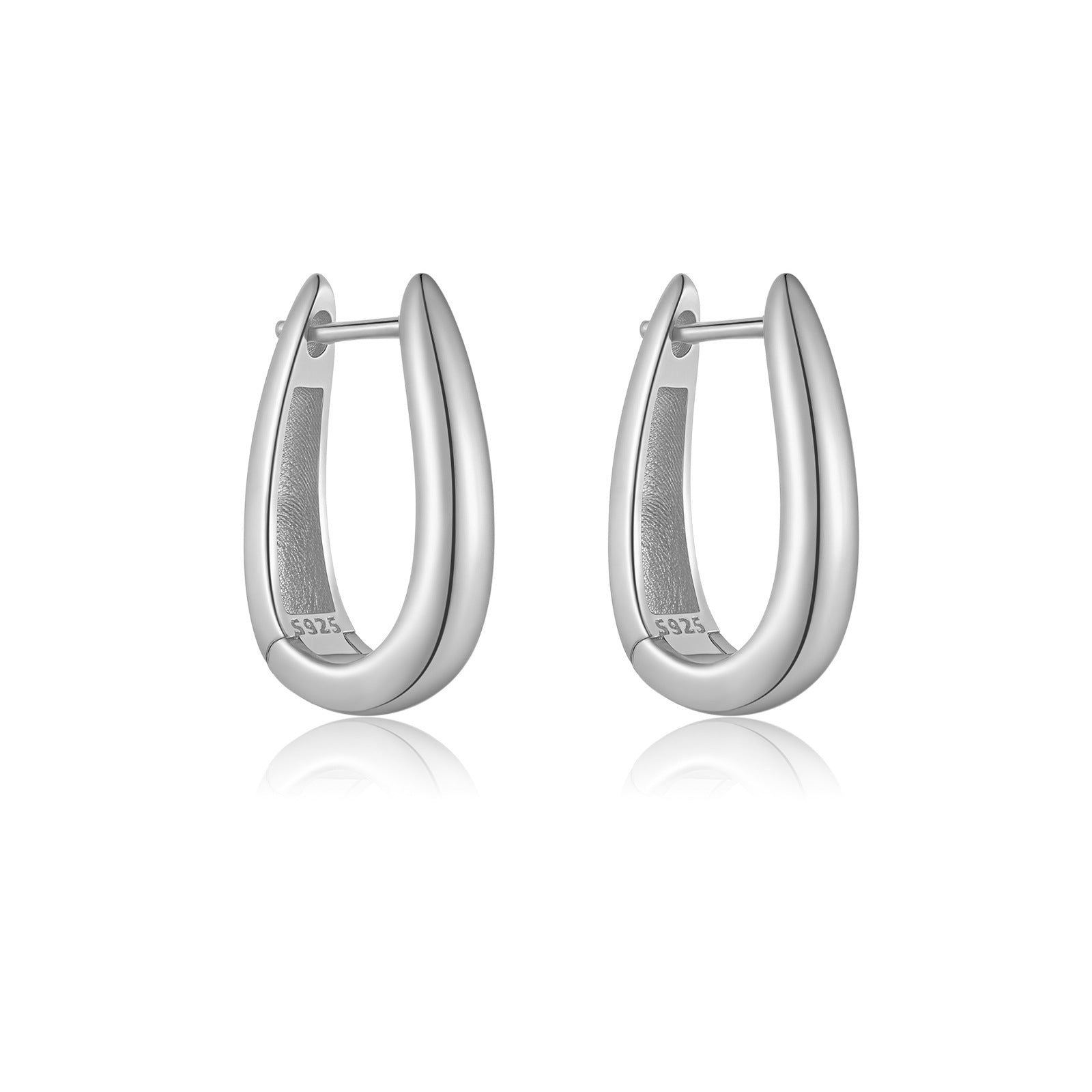 925 Sterling Silver U-Shape Huggie Hoop Earrings 60200360