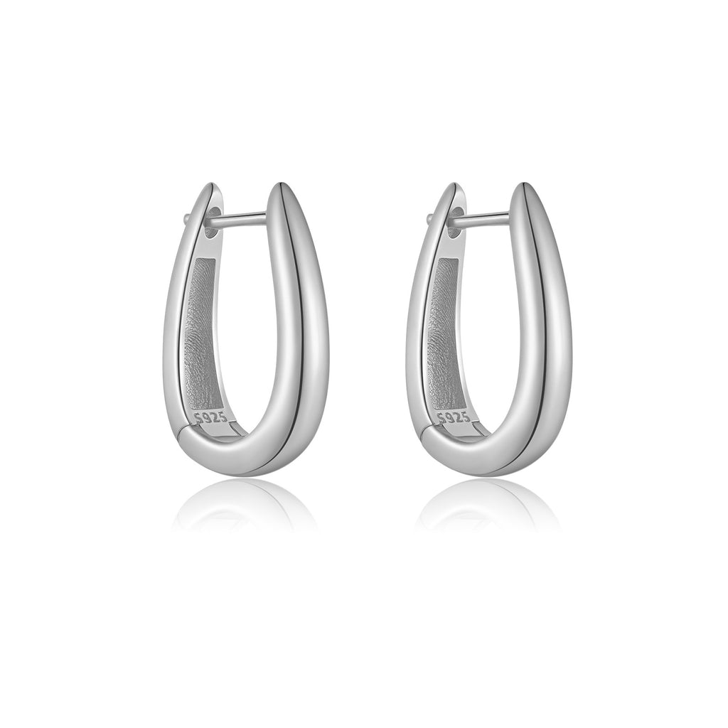 925 Sterling Silver U-Shape Huggie Hoop Earrings 60200360