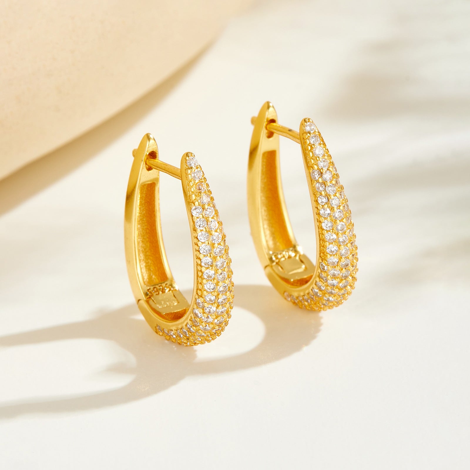 925 Sterling Silver U-Shape Huggie Hoop Earrings 60200360