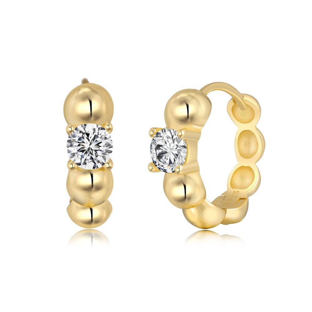 925 Sterling Silver CZ Bubble Hoop Earrings 60200362