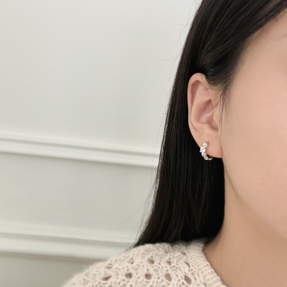 925 Sterling Silver CZ Bubble Hoop Earrings 60200362