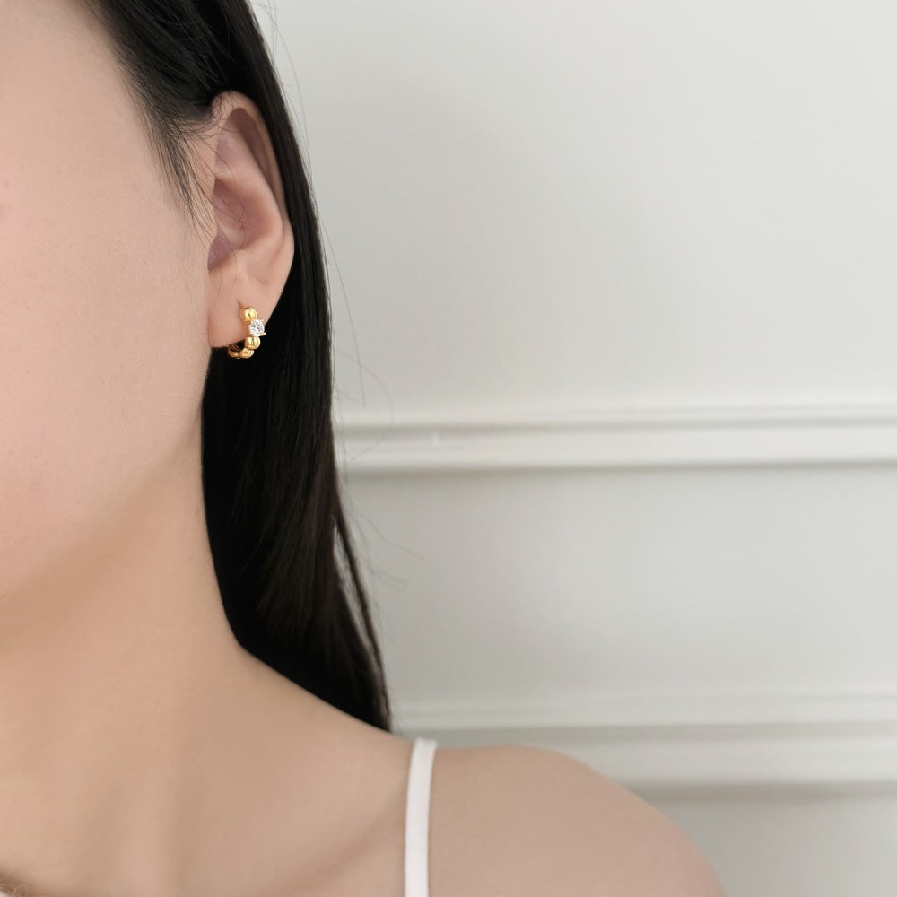 925 Sterling Silver CZ Bubble Hoop Earrings 60200362