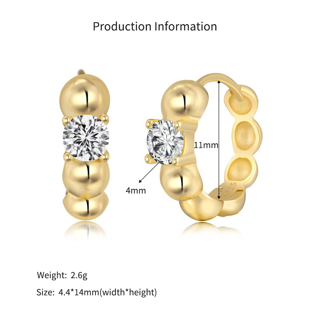 925 Sterling Silver CZ Bubble Hoop Earrings 60200362
