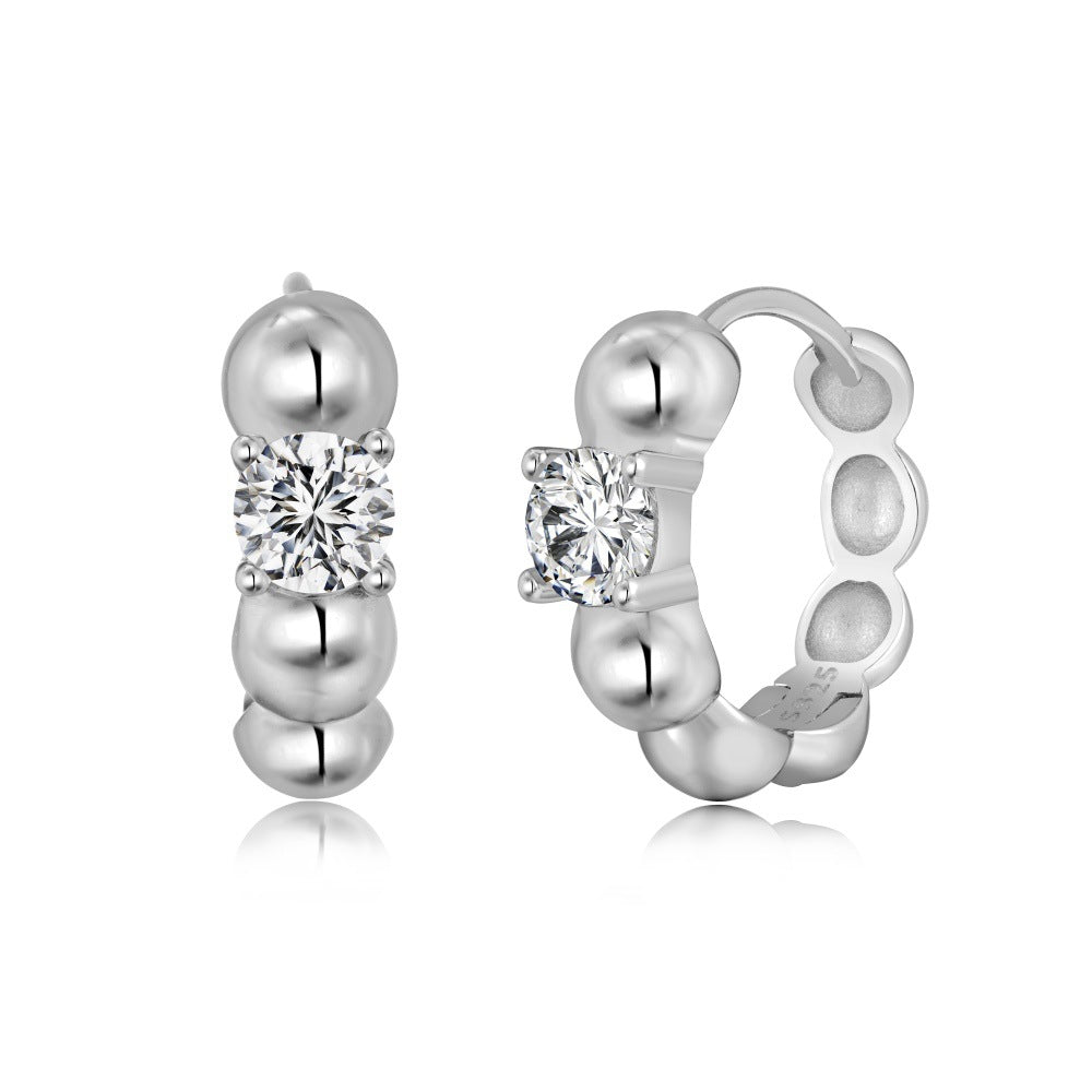 925 Sterling Silver CZ Bubble Hoop Earrings 60200362