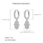 925 Sterling Silver Hamsa Hand Pavé Zircon Huggie Hoop Earrings 60300217