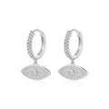 925 Sterling Silver Evil Eye Pavé Zircon Huggie Hoop Earrings 60300219
