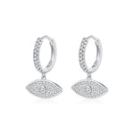 925 Sterling Silver Evil Eye Pavé Zircon Huggie Hoop Earrings 60300219