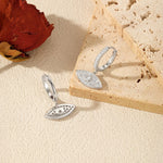 925 Sterling Silver Evil Eye Pavé Zircon Huggie Hoop Earrings 60300219