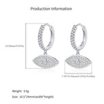 925 Sterling Silver Evil Eye Pavé Zircon Huggie Hoop Earrings 60300219